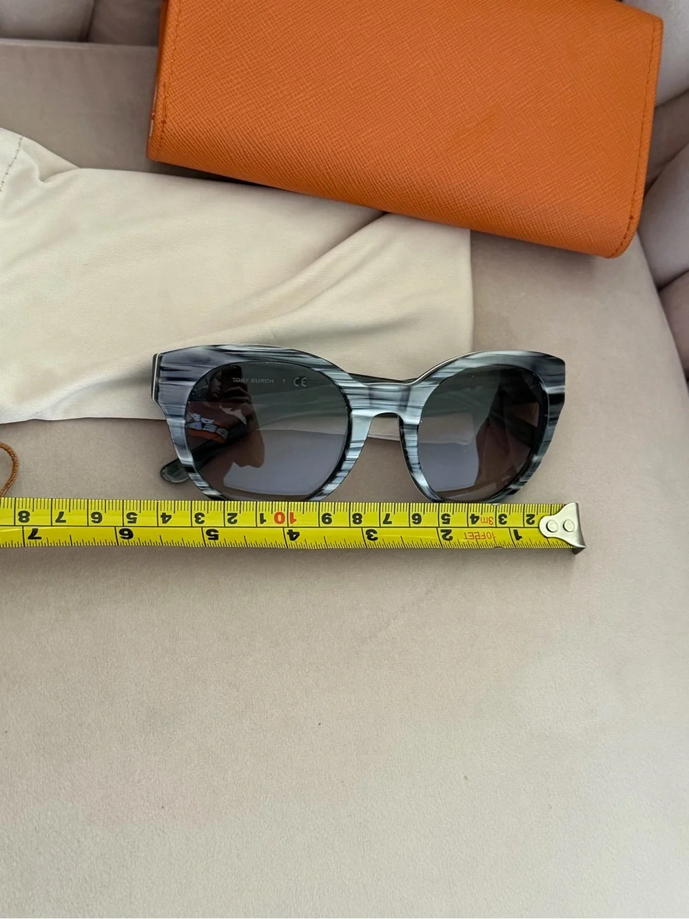 Tory Burch TY7080 Metallic Grey Horn Gradient Sunglasses 51-22-135 and Case